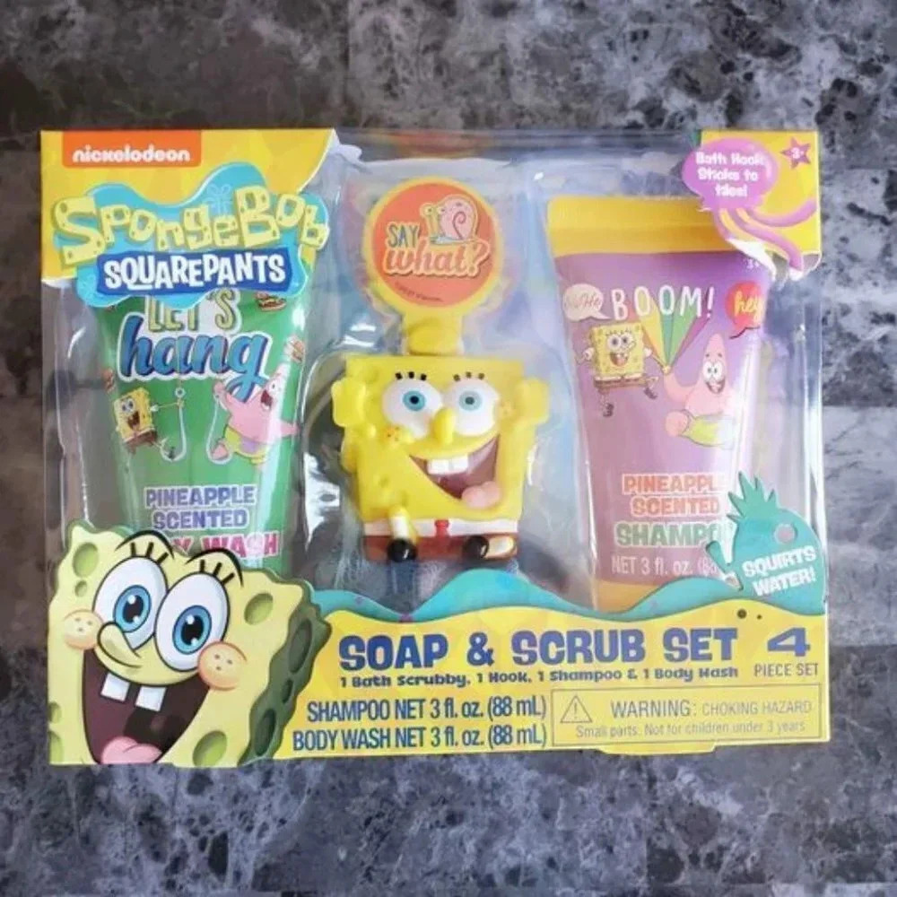 SpongeBob Soap and Scrub Gift Set with Plush Dog and Red Bath Paint - Picture 2 of 6